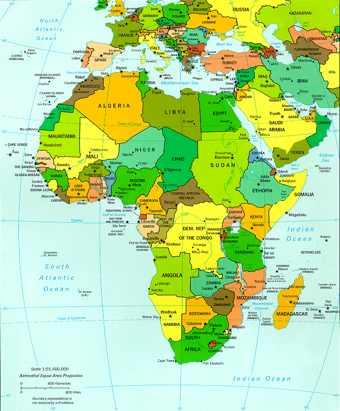 The continent of Africa is the world's second largest